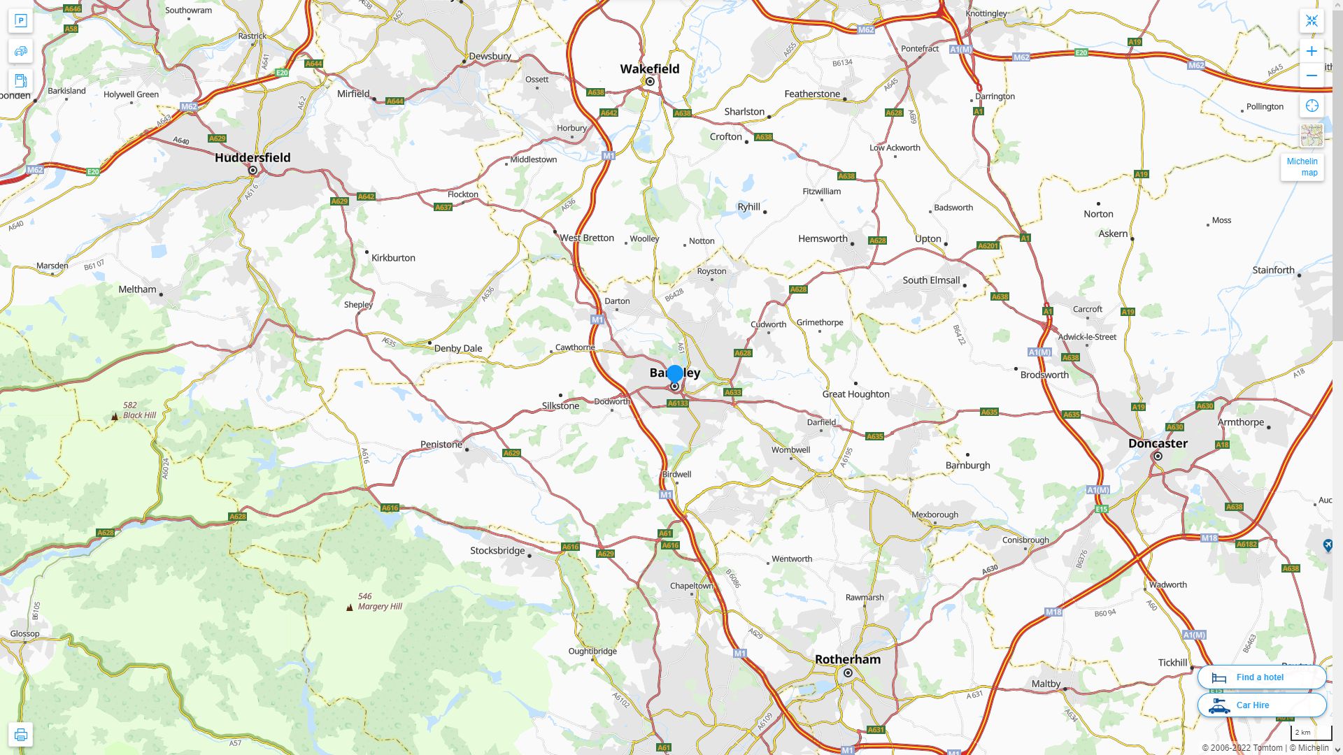 Barnsley Royaume Uni Autoroute et carte routiere